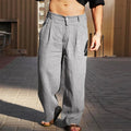 Men's Relaxed-Fit Pleat-Front Wide-Leg Trousers