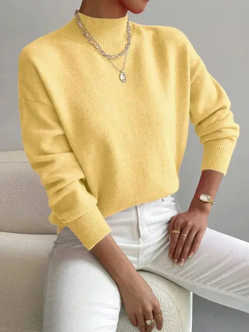 Women's Classic Mock Neck Knitted Pullover