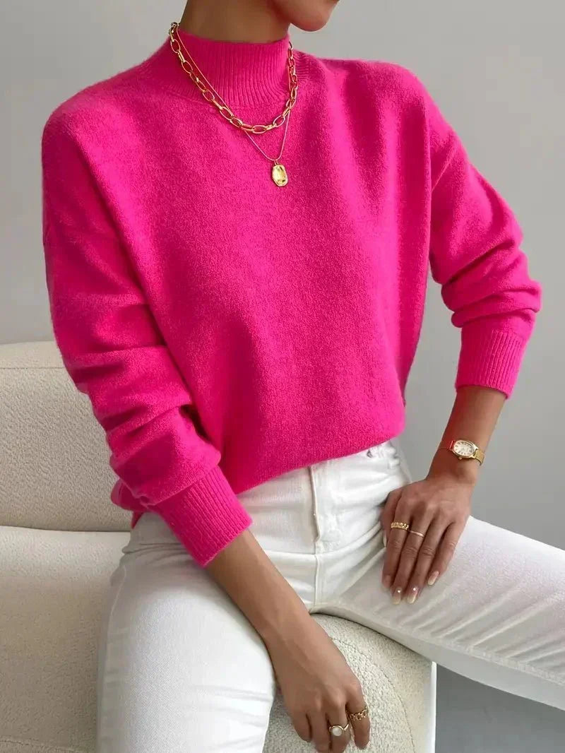 Women's Classic Mock Neck Knitted Pullover