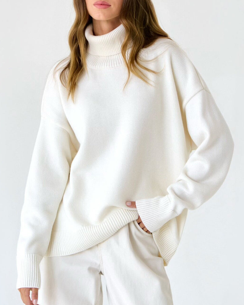 Women's Relaxed Winter Polo Neck Pullover