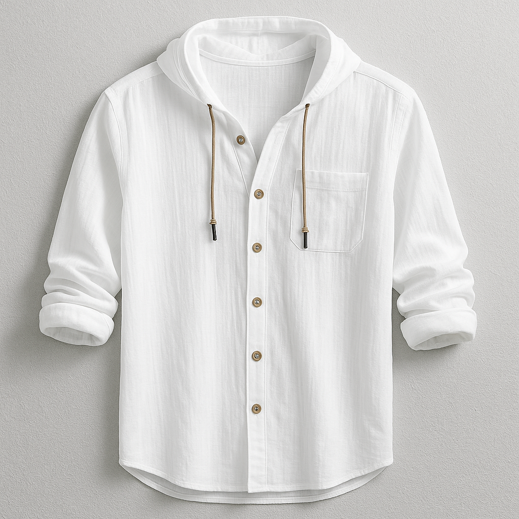 Men's Relaxed Hooded Button-Through Overshirt