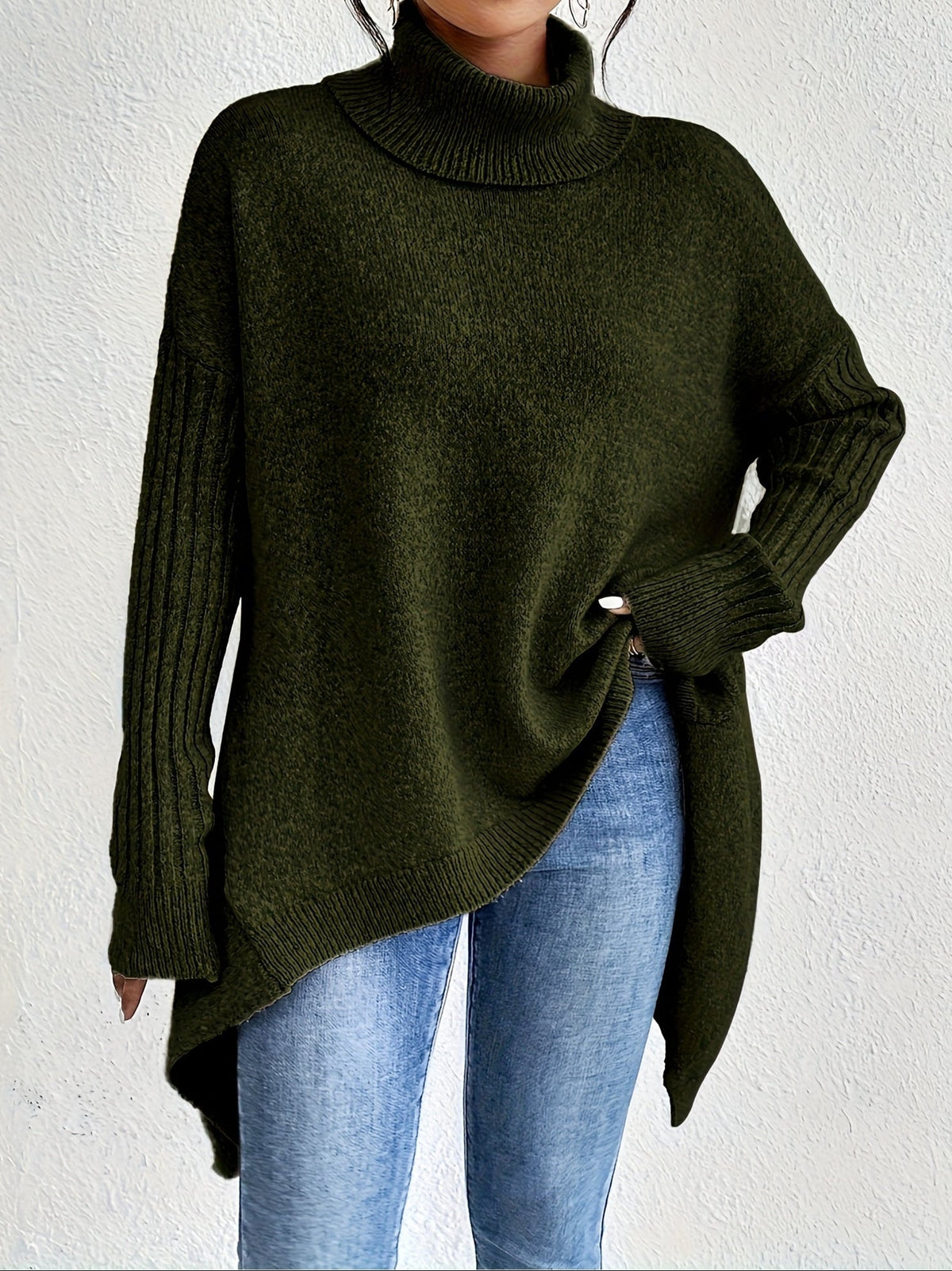 Women's Oversized Roll Neck Knitted Pullover