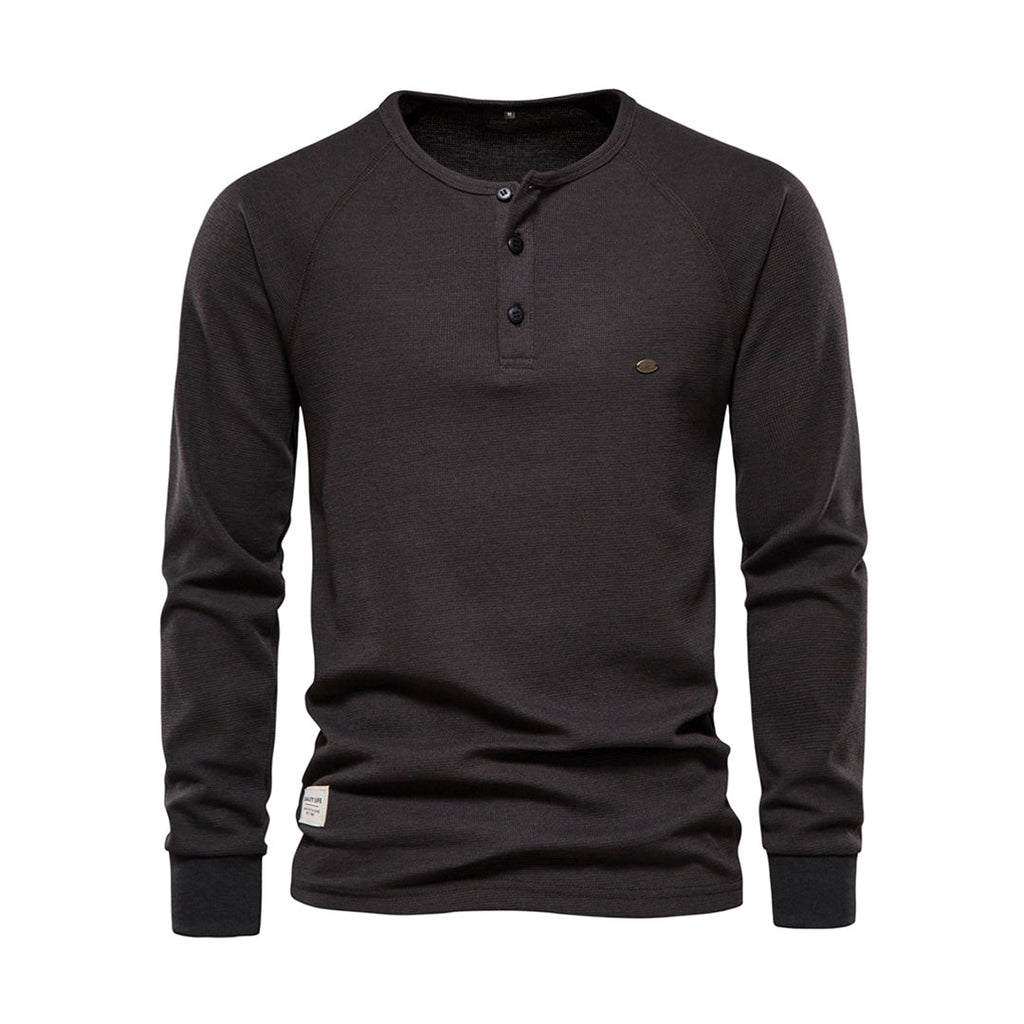 Men's Waffle Knit Long Sleeve Henley