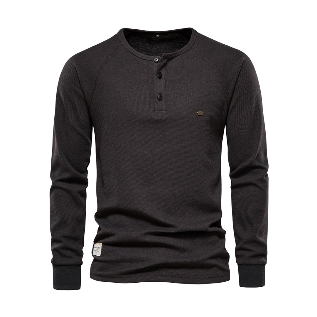 Men's Waffle Knit Long Sleeve Henley
