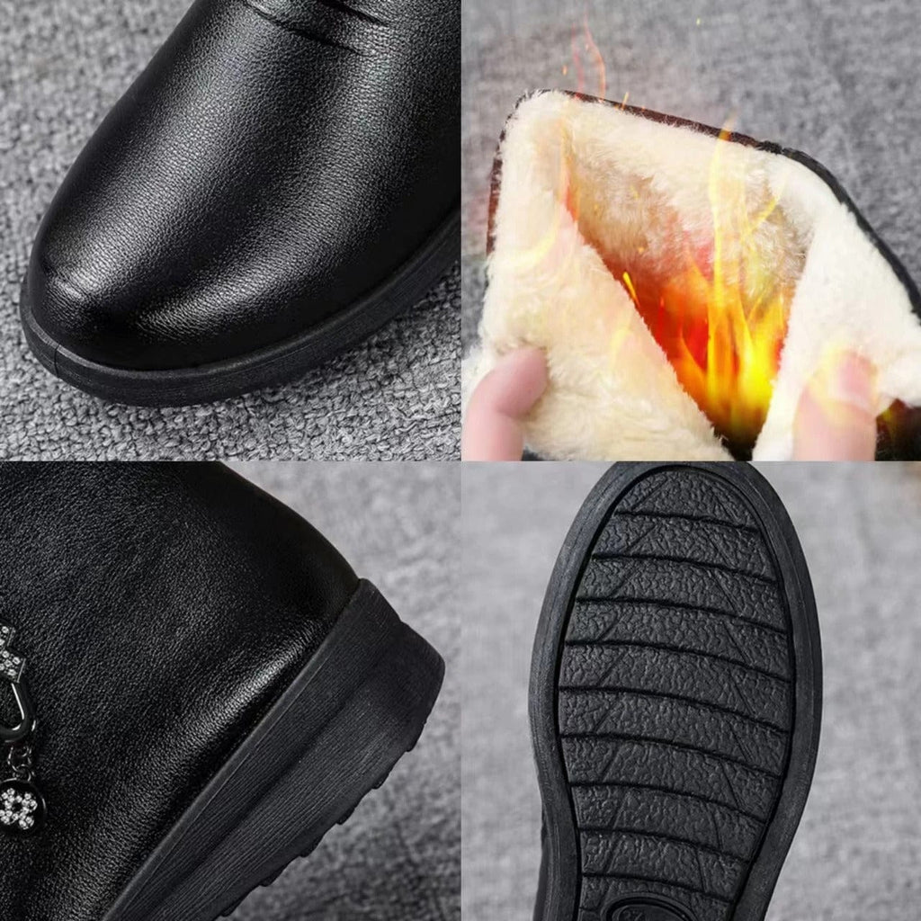 Women's Plush-Lined Faux Leather Ankle Boots