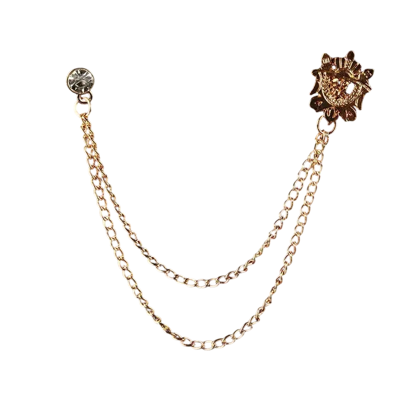 Men's Vintage-Inspired Double Chain Jacket Brooch