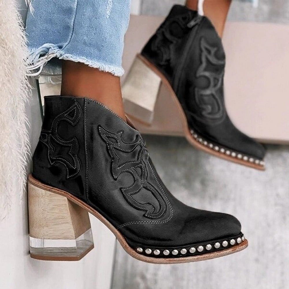Women's Faux Leather Cowboy Ankle Boots