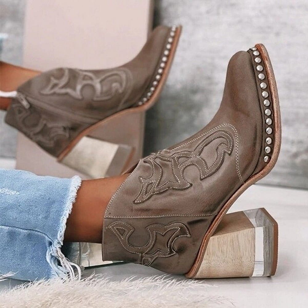 Women's Faux Leather Cowboy Ankle Boots