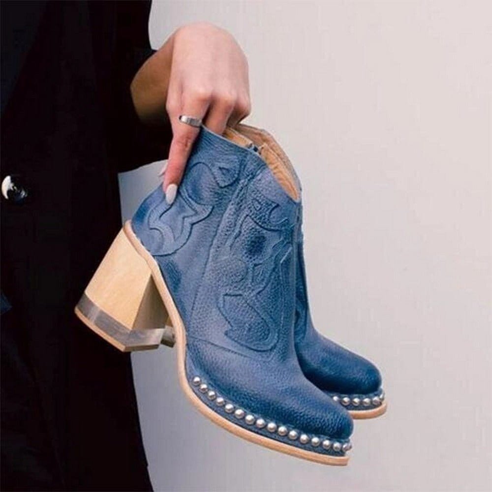 Women's Faux Leather Cowboy Ankle Boots