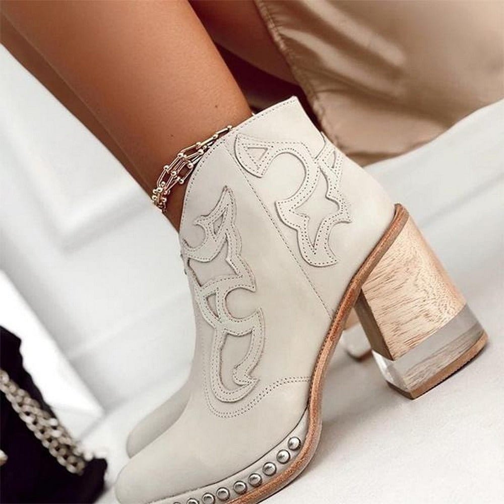 Women's Faux Leather Cowboy Ankle Boots