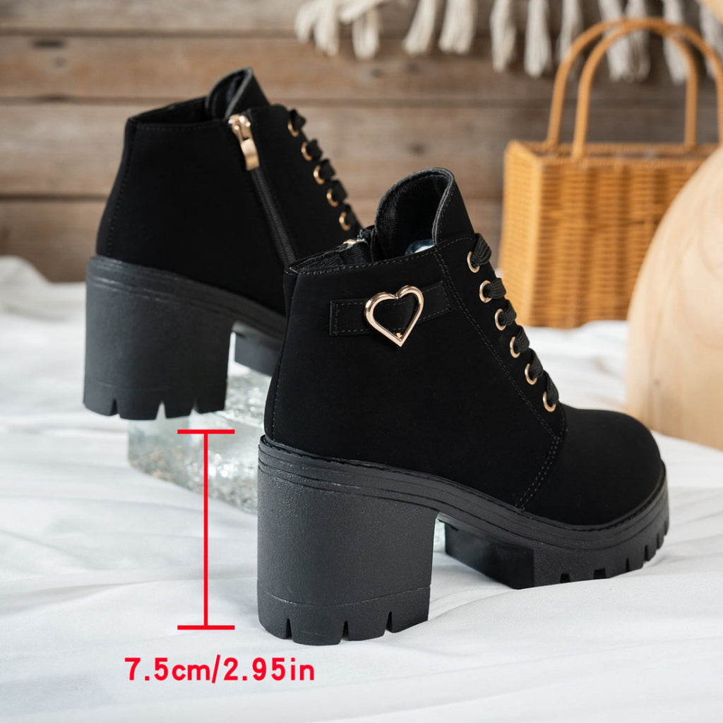 Women's Beige Lace-Up Heeled Ankle Boots