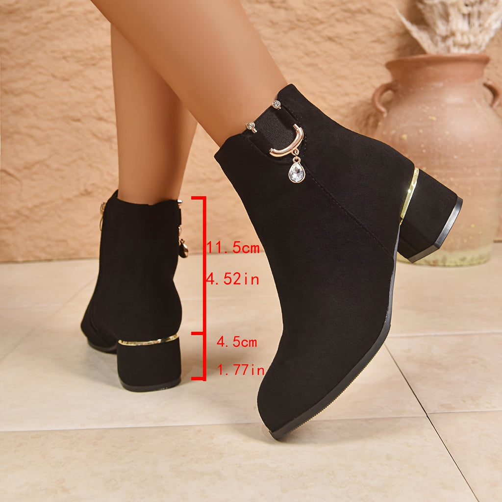 Women's Coffee Block Heel Chelsea Ankle Boots
