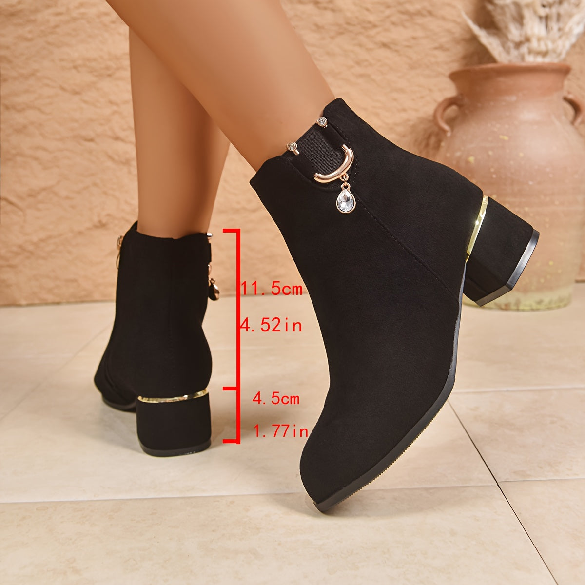 Women's Coffee Block Heel Chelsea Ankle Boots