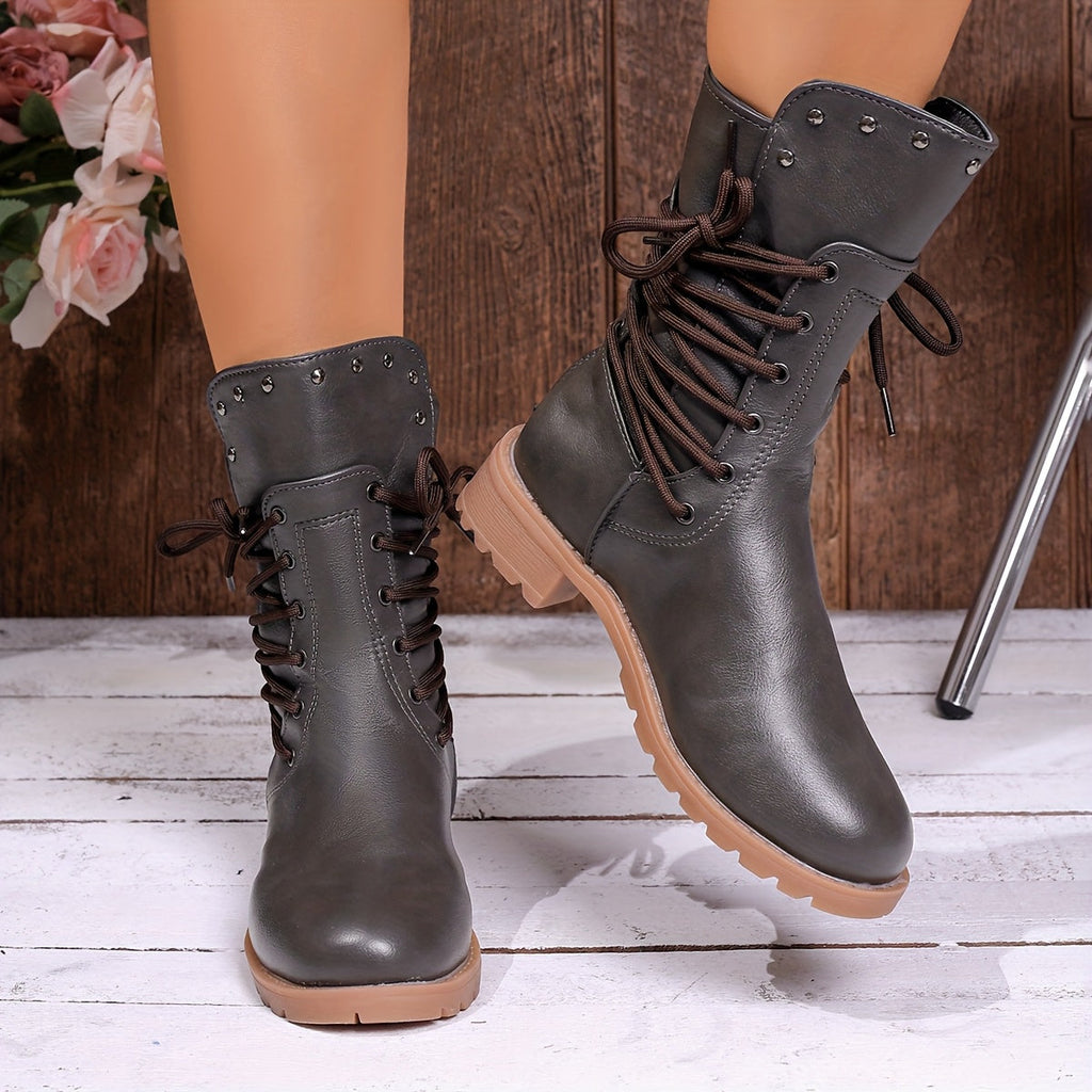 Women's Chunky Lace-Up Combat Boots