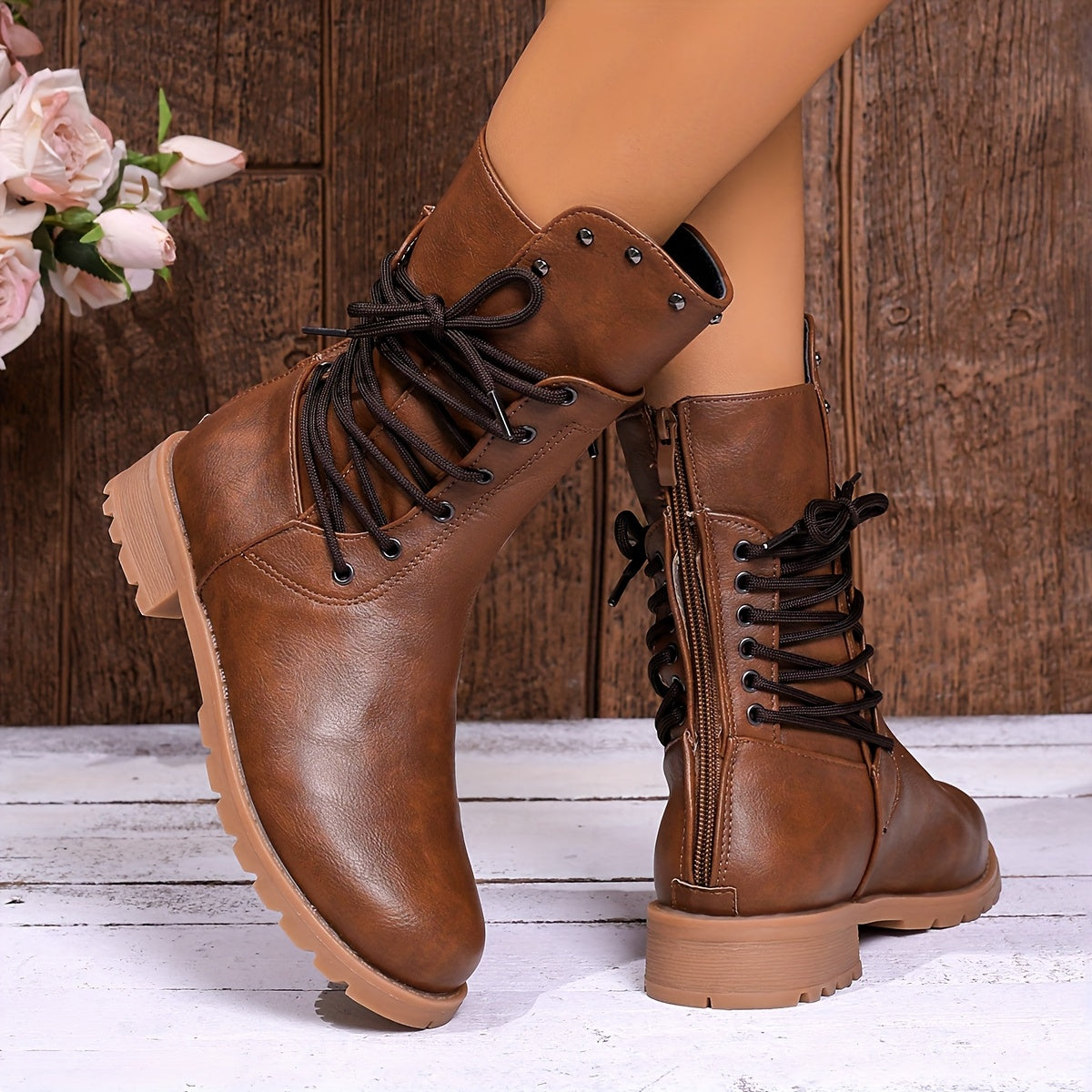 Women's Chunky Lace-Up Combat Boots