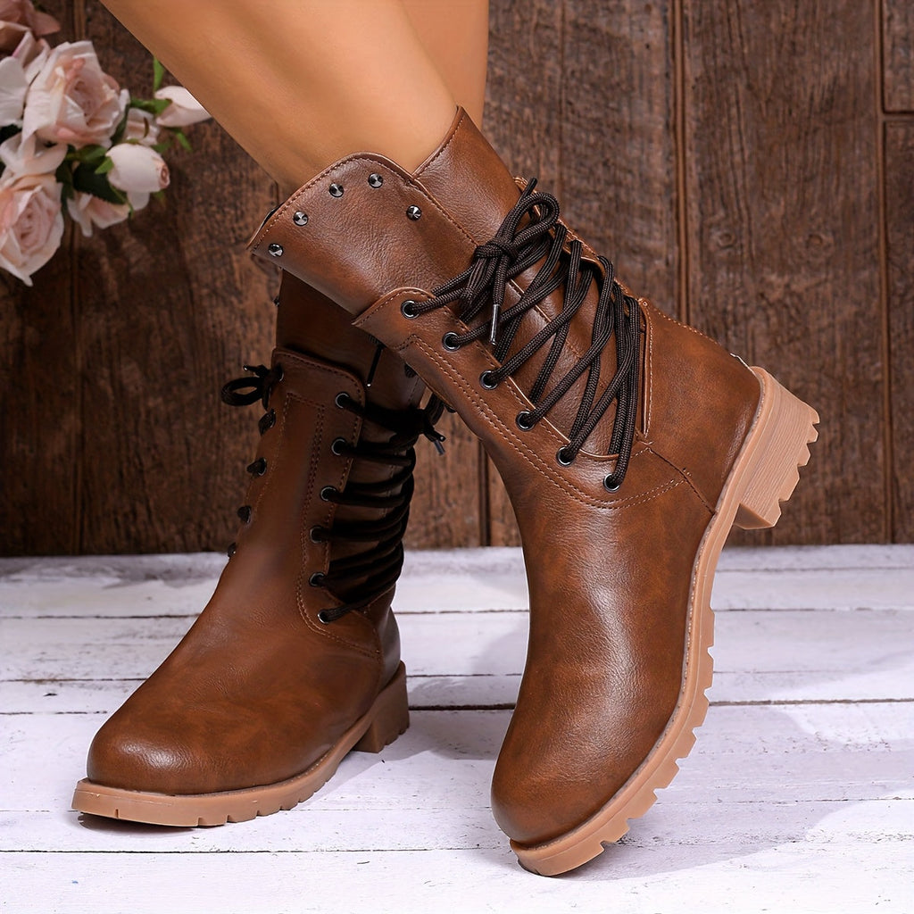 Women's Chunky Lace-Up Combat Boots