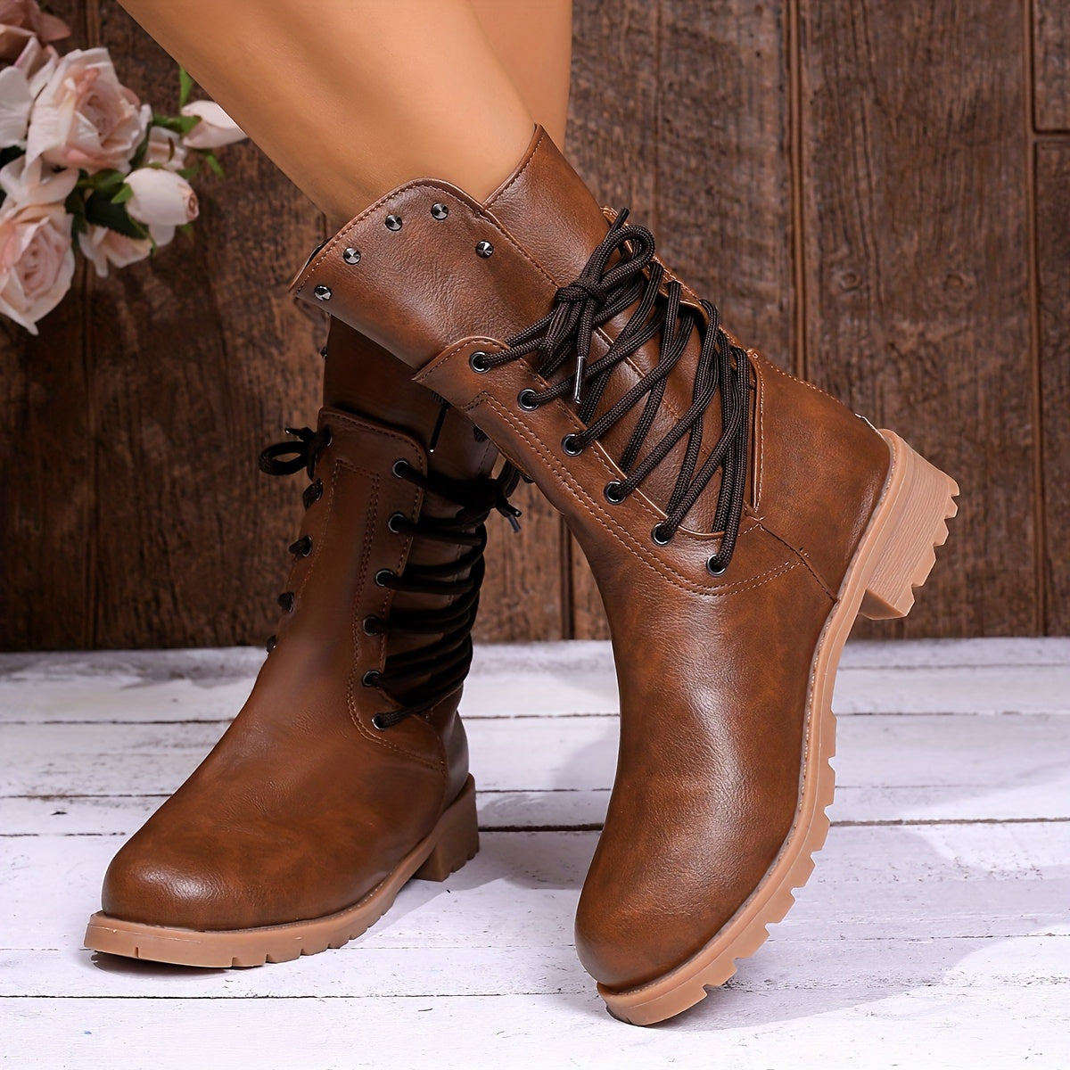 Women's Chunky Lace-Up Combat Boots