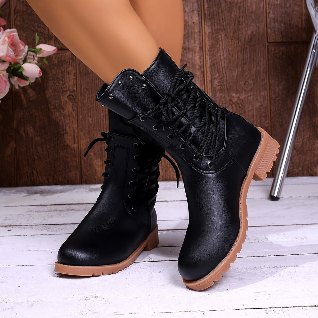 Women's Chunky Lace-Up Combat Boots