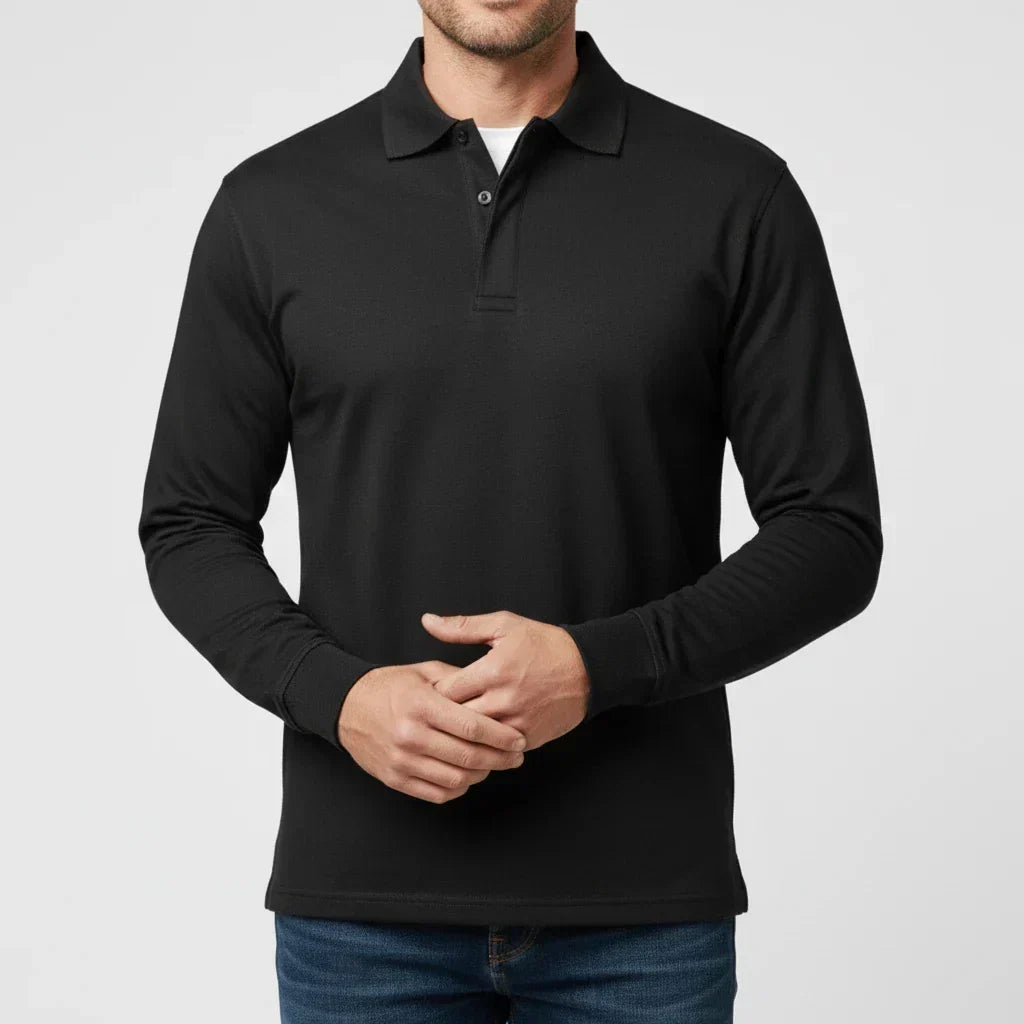 Men's Long Sleeve Collared Smart Casual Polo