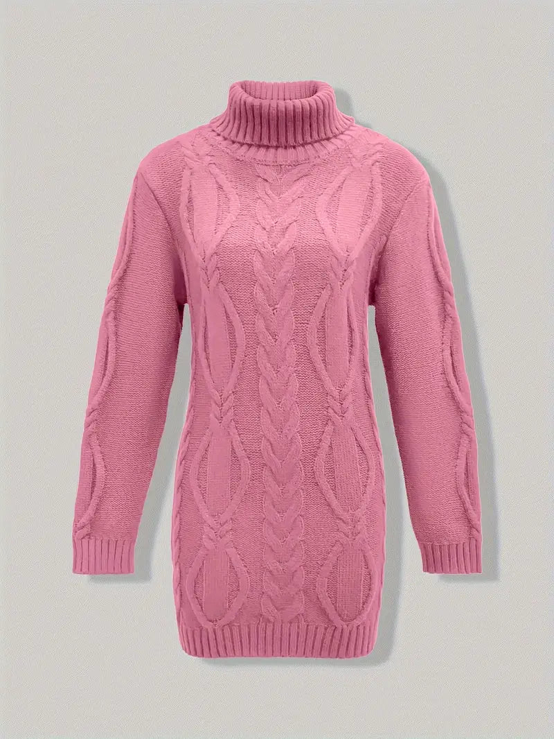 Women's Cable Knit Oversized Roll Neck Pullover