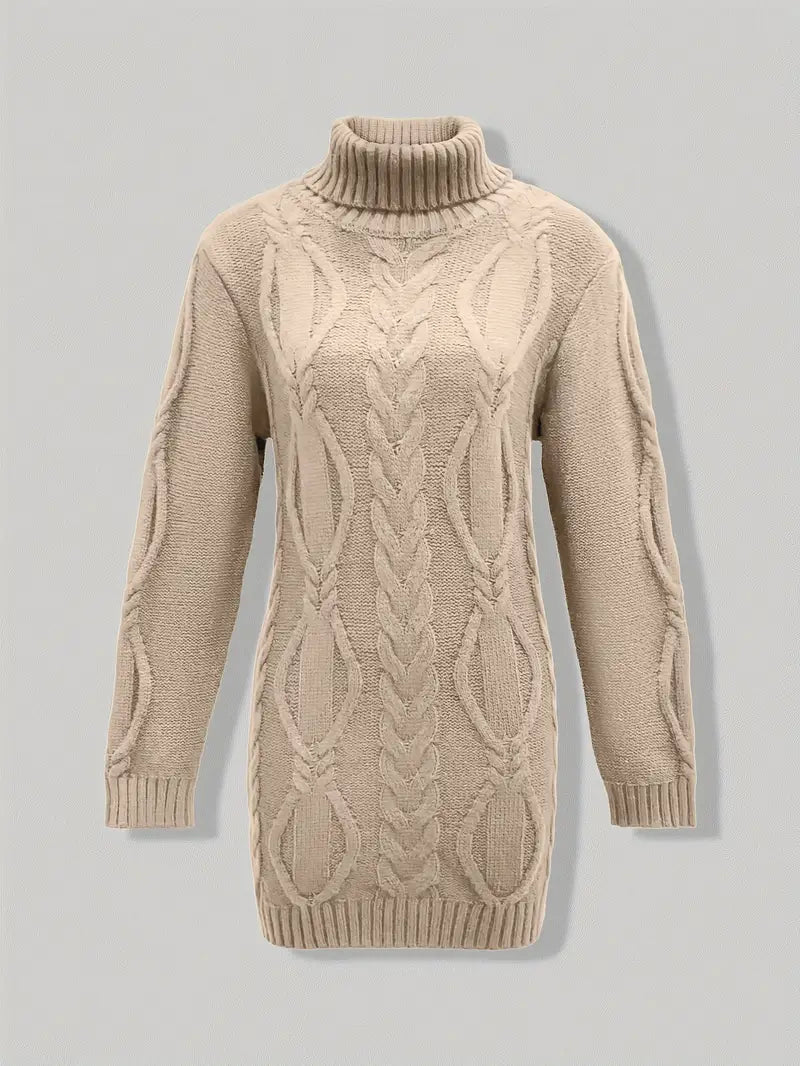 Women's Cable Knit Oversized Roll Neck Pullover