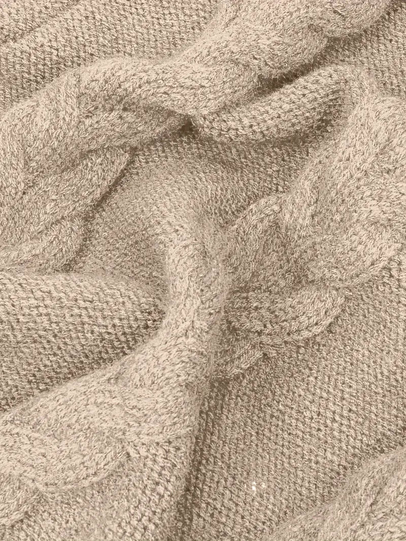 Women's Cable Knit Oversized Roll Neck Pullover