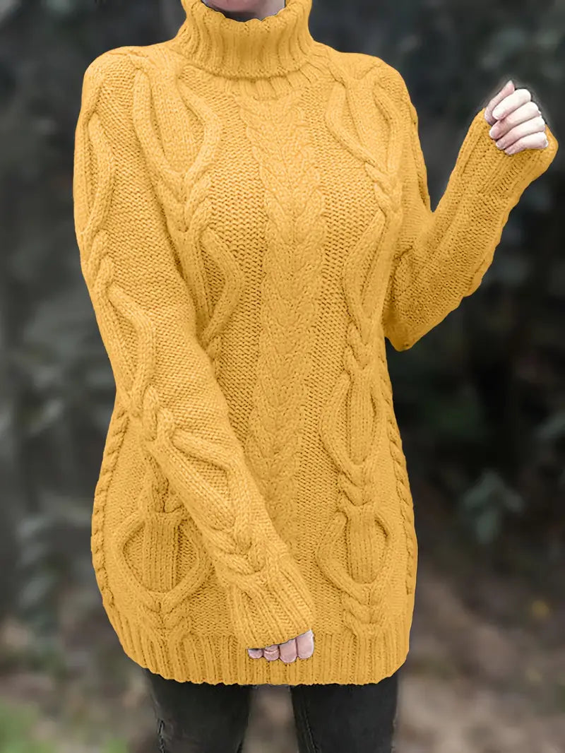 Women's Cable Knit Oversized Roll Neck Pullover