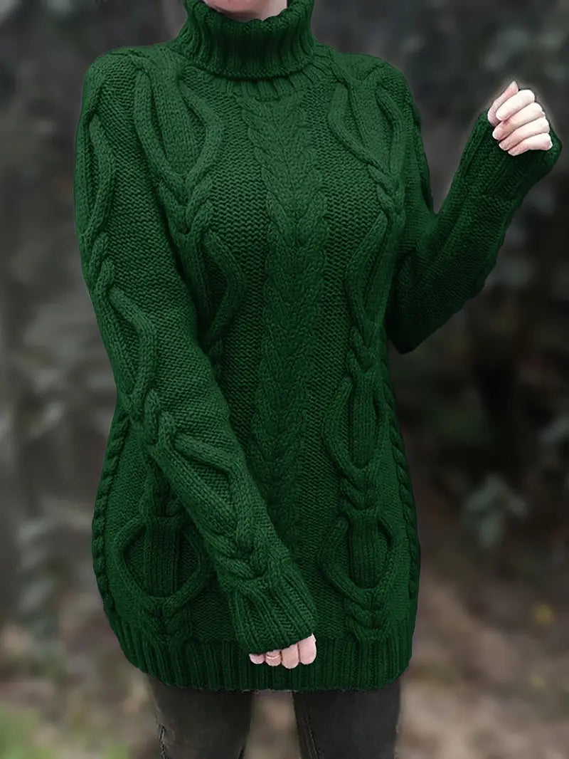 Women's Cable Knit Oversized Roll Neck Pullover