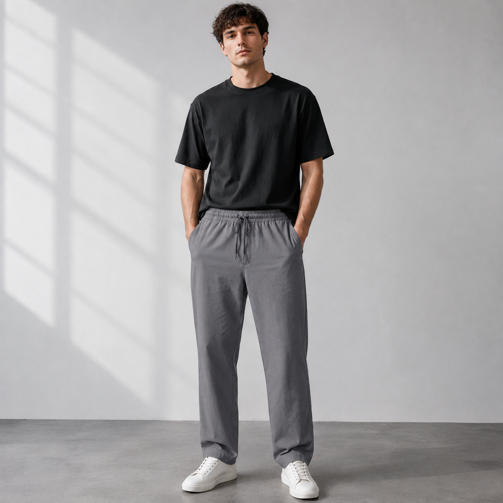 Men's Lightweight Summer Linen Drawstring Trousers