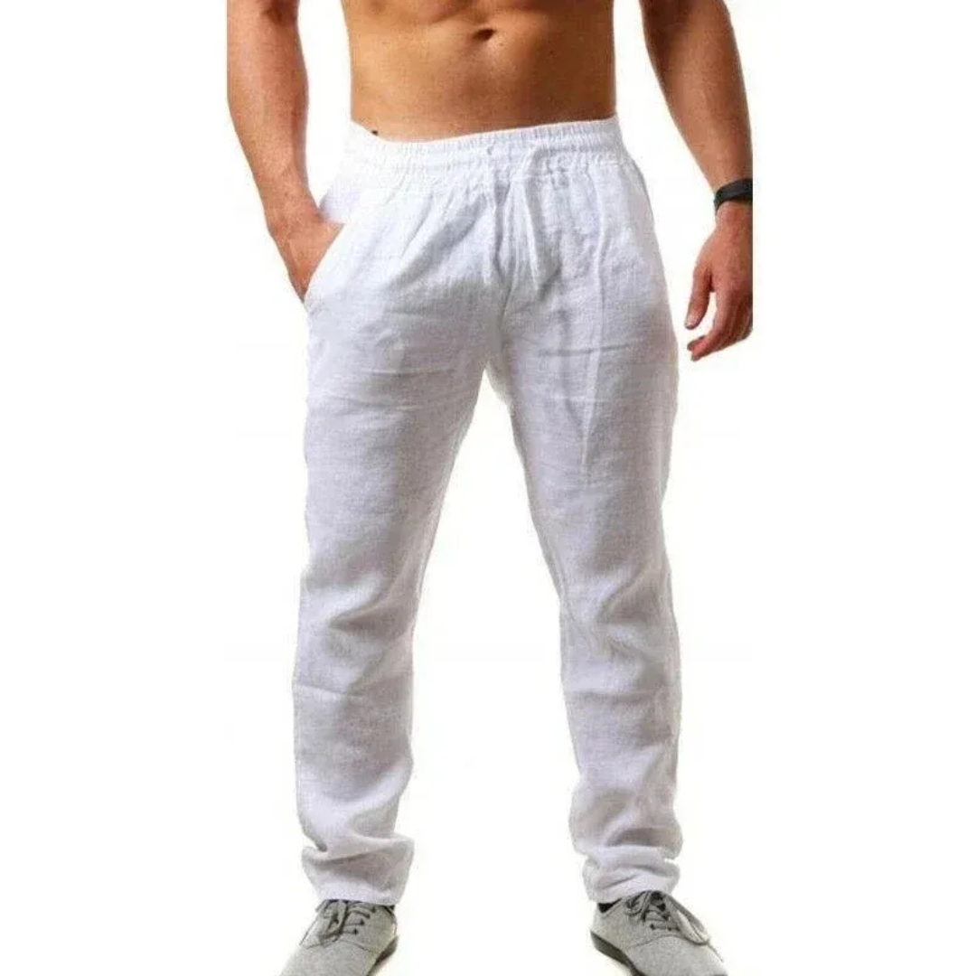 Men's Lightweight Summer Linen Drawstring Trousers