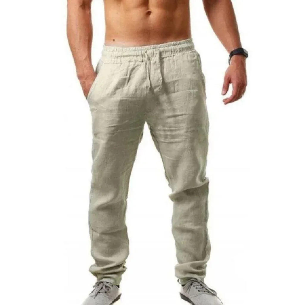 Men's Lightweight Summer Linen Drawstring Trousers