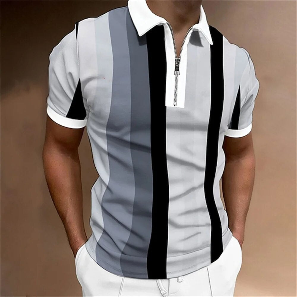 Men's Tailored Fit Striped Piqué Polo