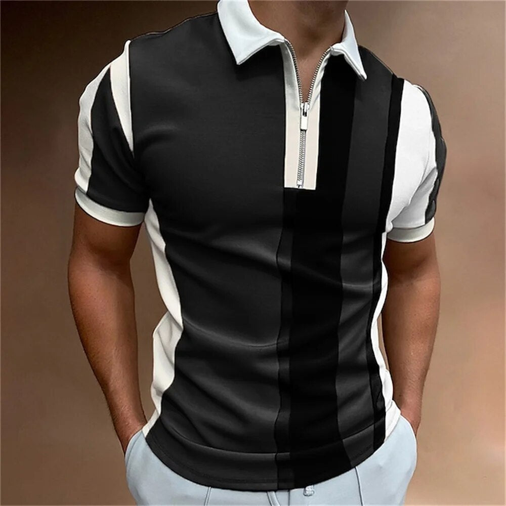 Men's Tailored Fit Striped Piqué Polo