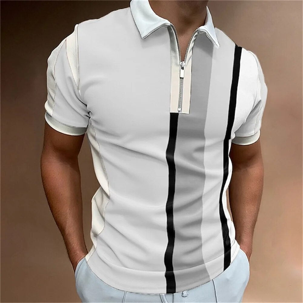 Men's Tailored Fit Striped Piqué Polo