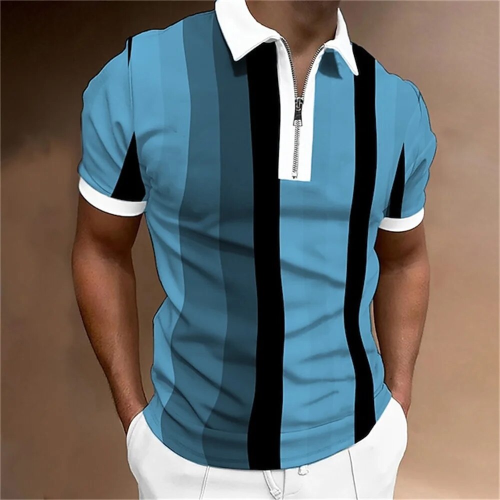 Men's Tailored Fit Striped Piqué Polo
