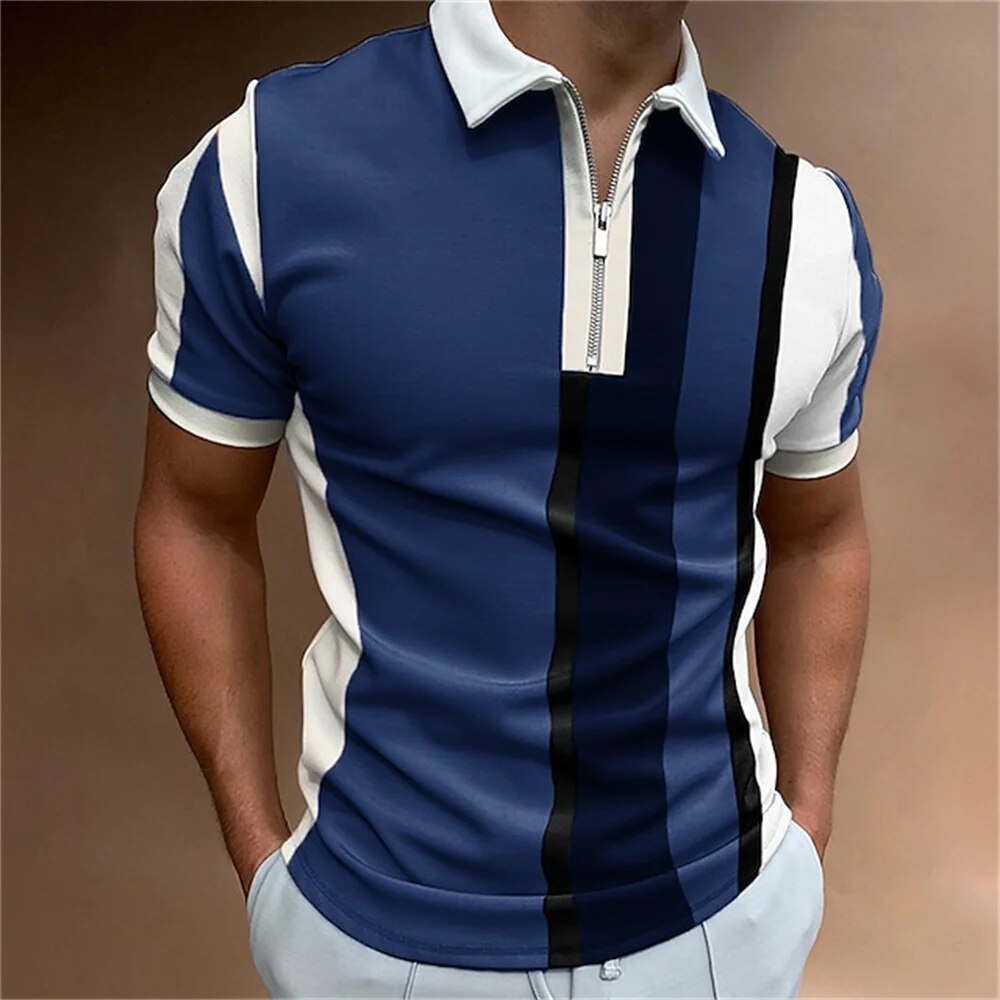 Men's Tailored Fit Striped Piqué Polo
