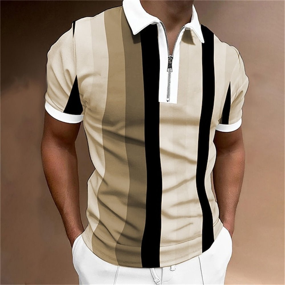 Men's Tailored Fit Striped Piqué Polo