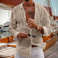 Men's Long Sleeve Textured Button-Through Shirt