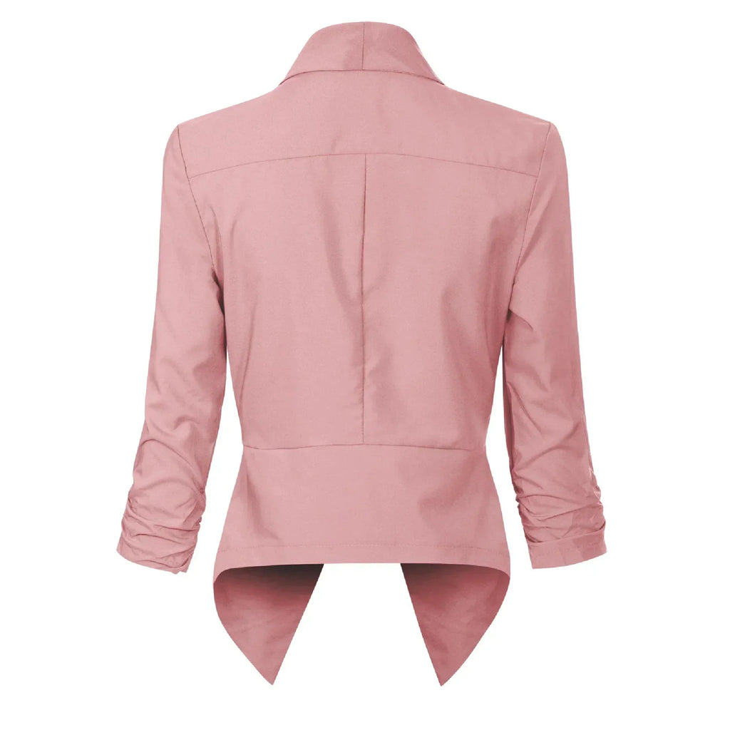 Women's Smart Edge-to-Edge Blazer with Ruched Sleeves