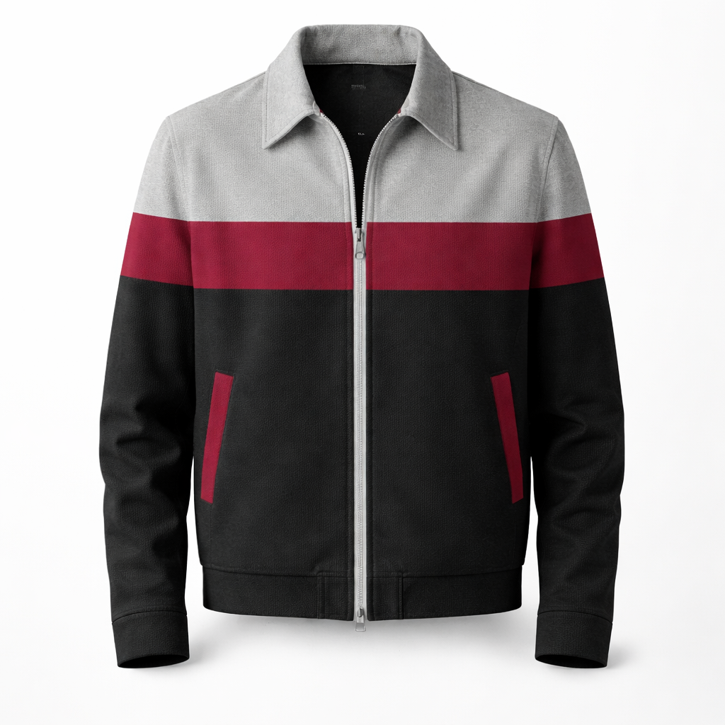 Men's Contrast Panel Colourblock Zip Jacket