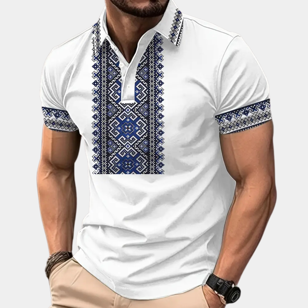 Men's Slim-Fit Embroidered Pattern Polo