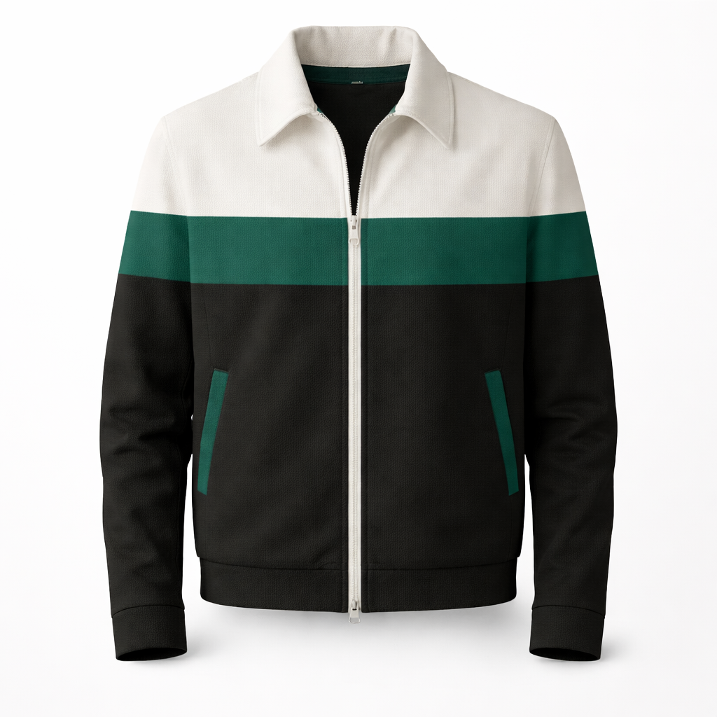 Men's Contrast Panel Colourblock Zip Jacket