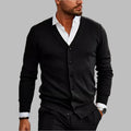 Men's Long Sleeve V-Neck Button-Through Cardigan