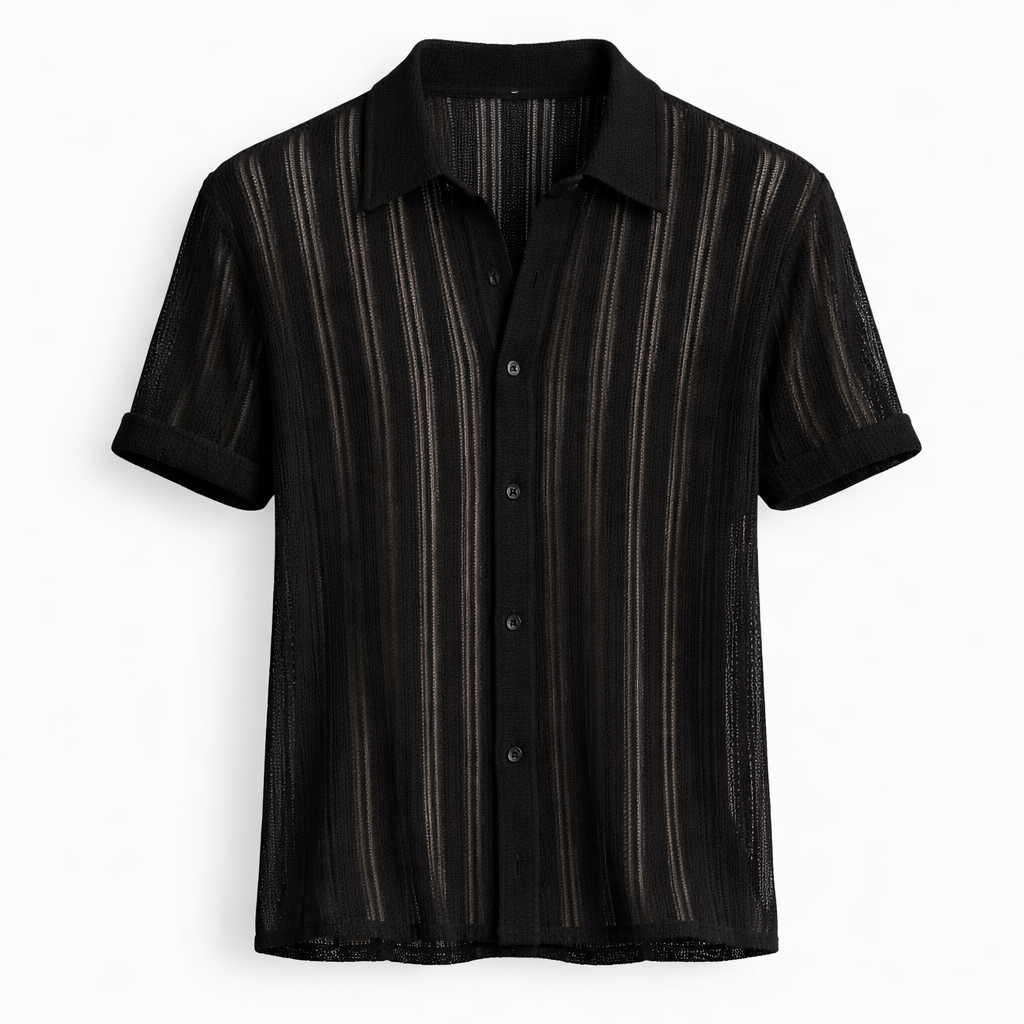 Men's Vertical Stripe Textured Knitted Polo