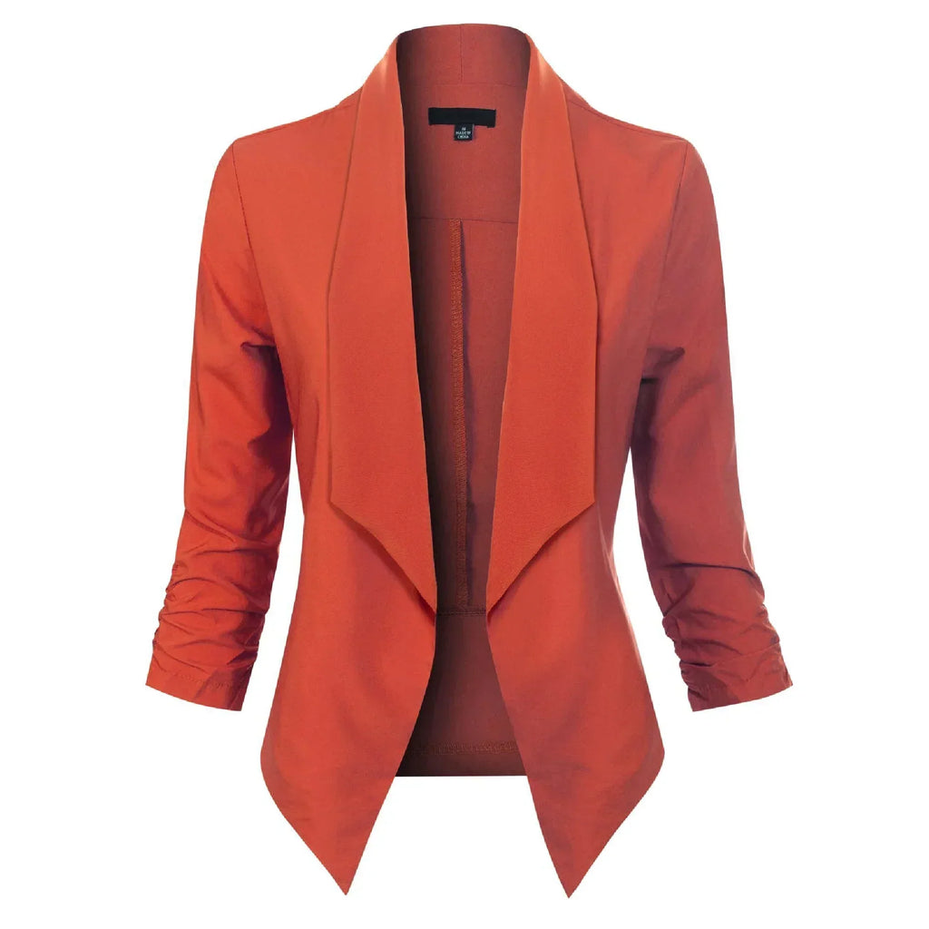 Women's Smart Edge-to-Edge Blazer with Ruched Sleeves