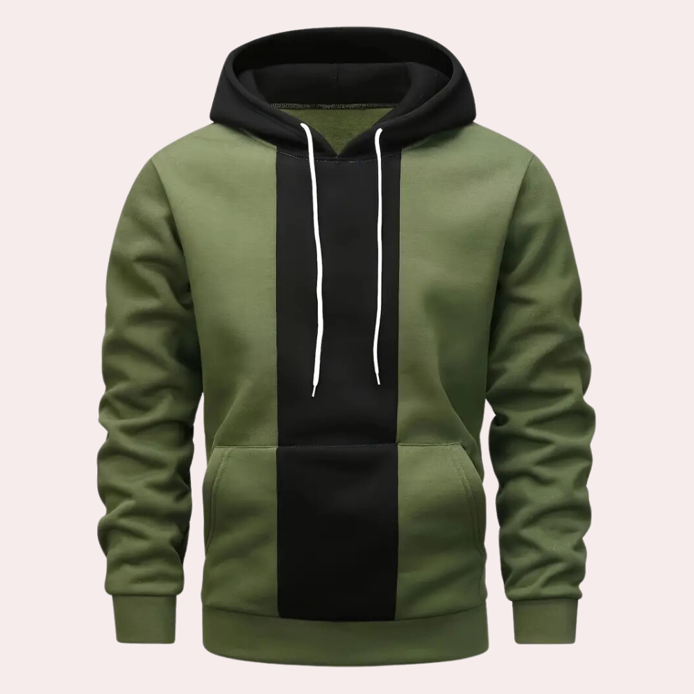 Men's Contrast Panel Overhead Hooded Top