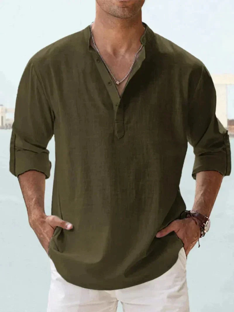 Men's Long Sleeve Relaxed Resort Collar Shirt