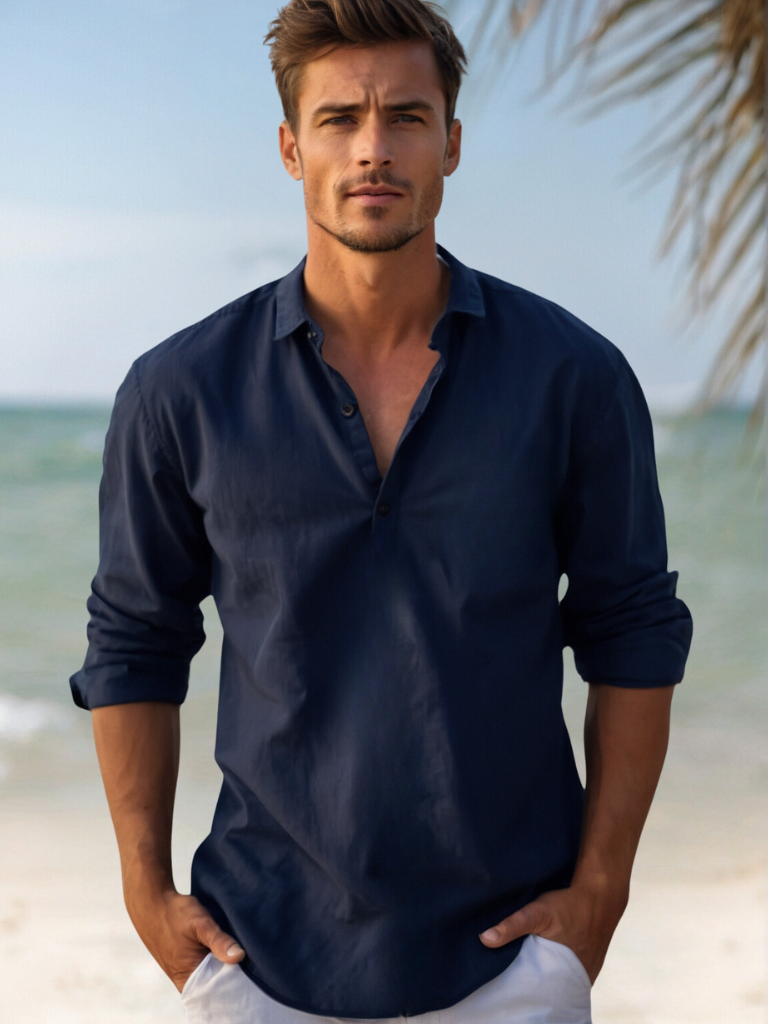 Men's Long Sleeve Relaxed Resort Collar Shirt