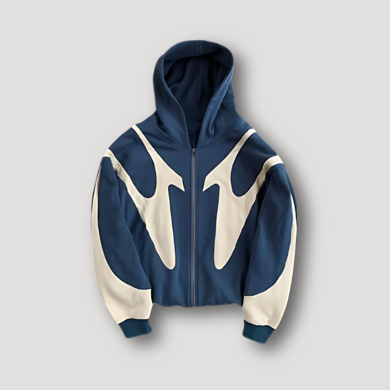 Men's Bold Print Zip-Through Hooded Top