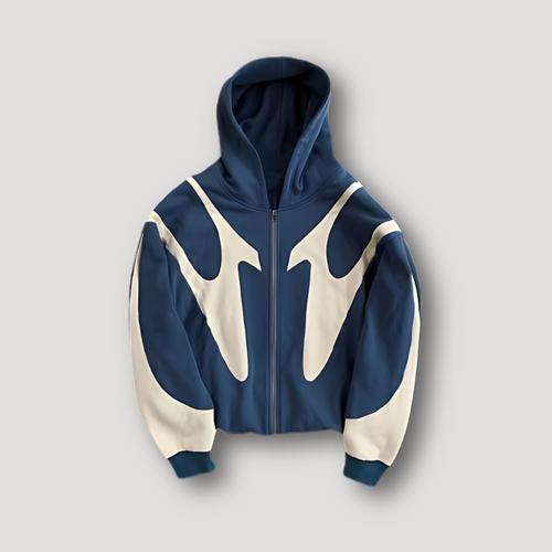 Men's Bold Print Zip-Through Hooded Top